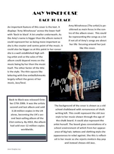 Amy Winehouse Back To Black Album Analysis Pdf Document