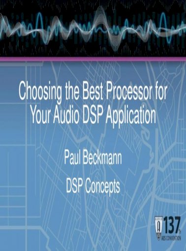 Choosing Best Processor for Your Audio DSP Application .Cortex-M3 released 2004 Traditional microcontroller - [PDF Document]