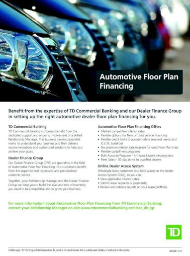 Automotive Floor Plan Financing Floor Plan Financing Offers Market Competitive Interest Rates Flexible Options For New Or Used Vehicle Financing Flexible Credit Limits Pdf Document