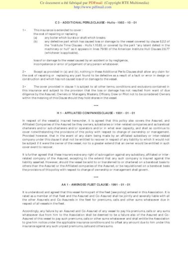 General Swedish Hull Insurance Conditions Fortunes De Mer Com Documents Pdf Clauses Swedish C 5 1 Pdf Document