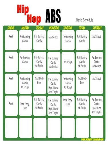hip hop abs schedule month 1