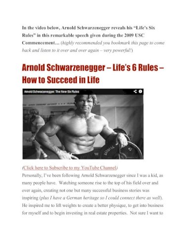 arnold schwarzenegger motivational speech six rules