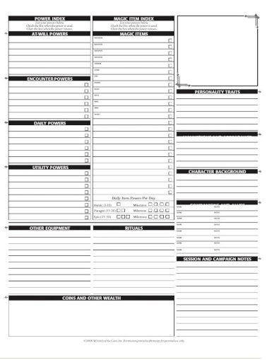 D D 4e Character Creation Sheet Pdf Document