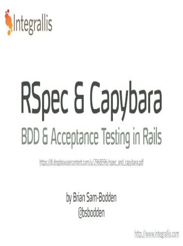 Rspec And Capybara Intro Tutorial At Railsconf 13 Pdf Document