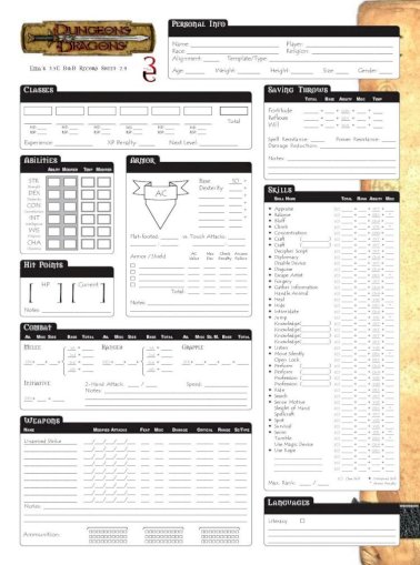 D D 3 5e Edition Character Sheet 2 9 Pdf Document