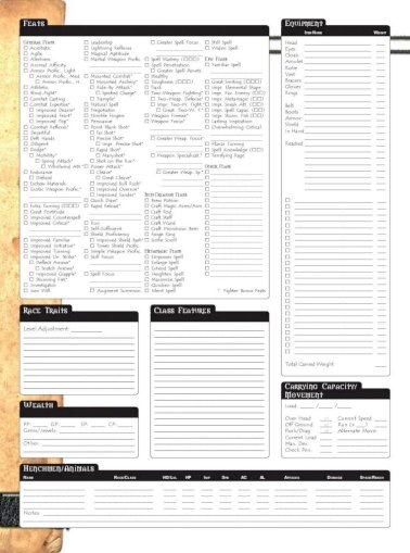 D D 3 5e Edition Character Sheet 2 9 Pdf Document