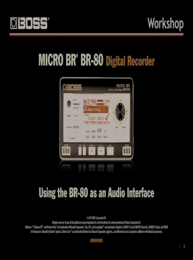 Micro Br Br 80 Digital Recorder Br Br 80 Digital Recorder The Boss Micro Br Br 80 Is An Awesome Portable Tool For Any Songwriter 6 If Usb Isn T Set To Storage Pdf Document