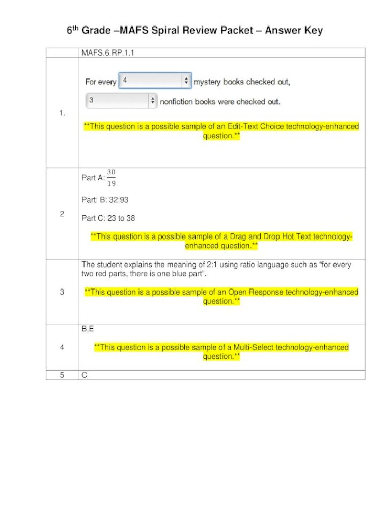 6Th Grade Weekly Math Spiral Answer Sheet - Math Mystery Reviews Lindsay Perro - In this section, we will see some practice questions for 6th grade students.