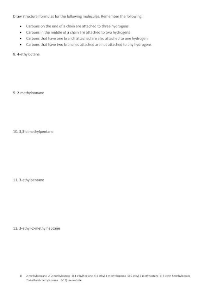 Naming Alkanes Worksheet 1 Ms Popov Alkanes Worksheet 1 Name The Following Branched Alkanes 1 H3cch Ch3 Ch3 2 H3cch Ch3 Ch2 Ch3 3 H3cch2 Ch2 Ch Ch2 Ch2 Ch2 Ch3 Ch3 Pdf Document