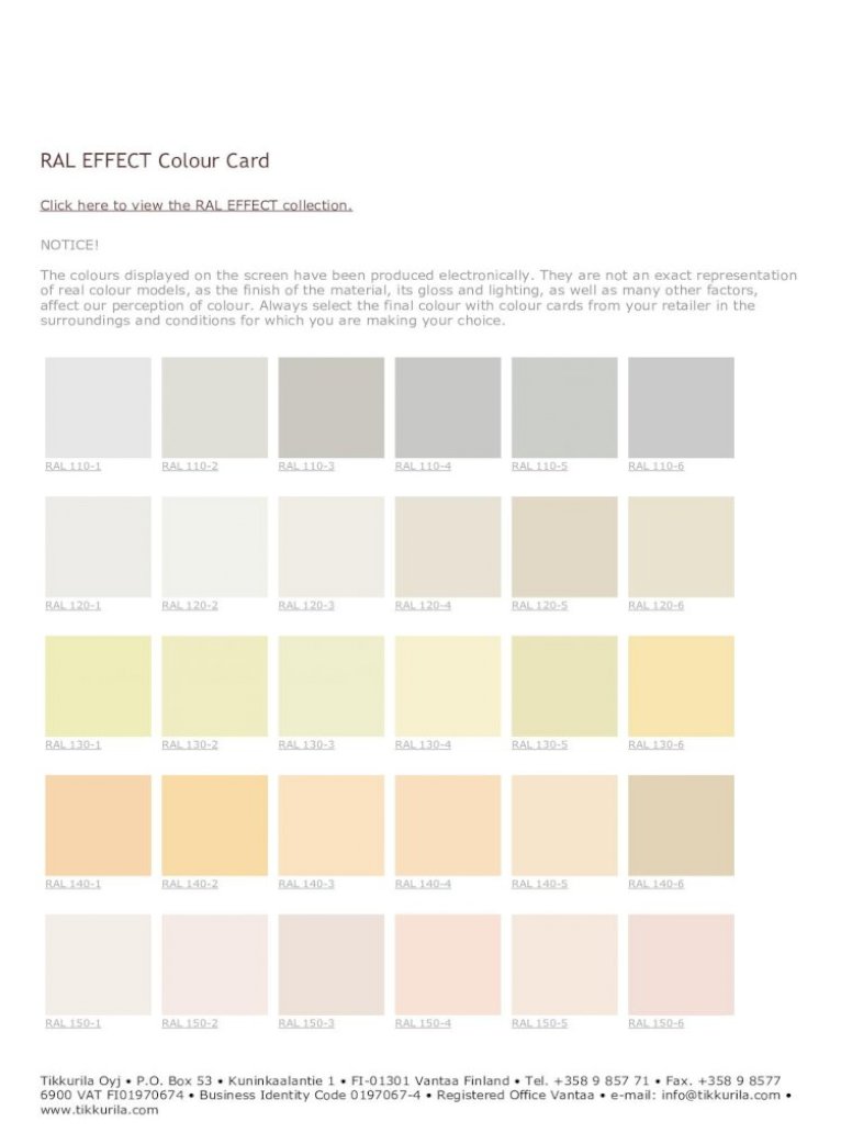 Tikkurila | RAL EFFECT colour .RAL EFFECT Colour here to view the RAL EFFECT collection - [PDF Document]